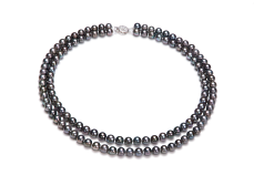 Collar de perlas Perla de Agua Dulce de calidad AA de 6 a 7mm en color Negro
