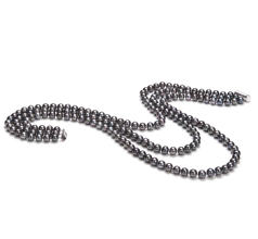 Collar de perlas Perla de Agua Dulce de calidad AA de 6 a 7mm en color Negro
