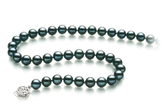 Collar de perlas Perla Akoya Japonesa de calidad AA de 7.5 a 8mm en color Negro