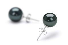Par de pendientes de perlas Perla Akoya Japonesa de calidad AAA de 8.5 a 9mm en color Negro