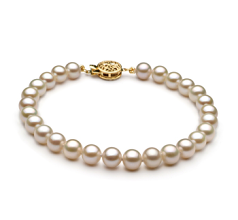 Pulsera de perlas Perla de Agua Dulce de calidad AAA de 6 a 7mm en color Blanco