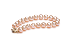Pulsera de perlas Perla de Agua Dulce de calidad AAA de 8.5 a 9.5mm en color Rosa