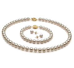 Conjunto de perlas Perla Akoya Japonesa de calidad AAA de 6.5 a 7mm en color Blanco