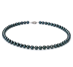 Collar de perlas Perla Akoya Japonesa de calidad AAA de 6.5 a 7mm en color Negro