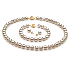 Conjunto de perlas Perla Akoya Japonesa de calidad AA de 7.5 a 8mm en color Blanco