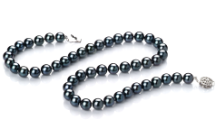 Conjunto de perlas Perla Akoya Japonesa de calidad AA de 7.5 a 8mm en color Negro