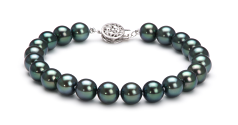 Conjunto de perlas Perla Akoya Japonesa de calidad AAA de 7 a 7.5mm en color Negro