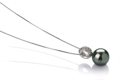Colgante de perlas Perla Tahití de calidad AAA de 10 a 10.5mm en color Negro