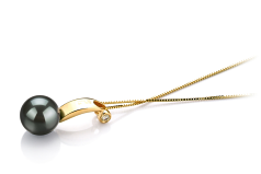 Colgante de perlas Perla Tahití de calidad AAA de 8 a 9mm en color Negro