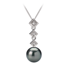 Colgante de perlas Perla Tahití de calidad AAA de 8 a 9mm en color Negro