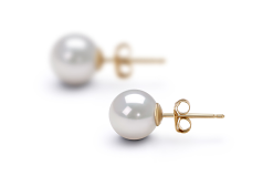 Par de pendientes de perlas Perla Akoya Japonesa de calidad AA de 7.5 a 8mm en color Blanco