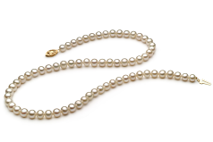 Collar de perlas Perla de Agua Dulce de calidad AAA de 5.5 a 6mm en color Blanco