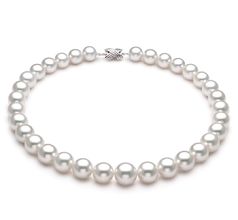 Collar de perlas Mar del Sur de calidad AAA+ de 12 a 15mm en color Blanco