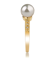 Anillo de perlas Perla Akoya Japonesa de calidad AAA de 7.5 a 8mm en color Blanco