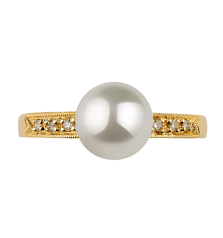 Anillo de perlas Perla Akoya Japonesa de calidad AAA de 7.5 a 8mm en color Blanco