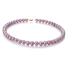 Collar de perlas Perla de Agua Dulce de calidad AA de 8.5 a 9mm en color Lavanda