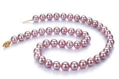 Collar de perlas Perla de Agua Dulce de calidad AA de 8.5 a 9mm en color Lavanda