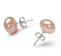 Par de pendientes de perlas Perla de Agua Dulce de calidad AA de 9 a 10mm en color Rosa
