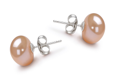 Par de pendientes de perlas Perla de Agua Dulce de calidad AA de 9 a 10mm en color Rosa