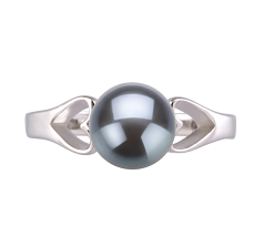 Anillo de perlas Perla de Agua Dulce de calidad AA de 6 a 7mm en color Negro