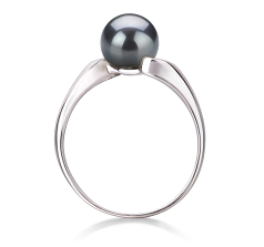 Anillo de perlas Perla de Agua Dulce de calidad AAA de 6 a 7mm en color Negro