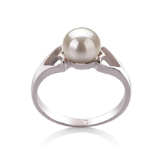 Anillo de perlas Perla de Agua Dulce de calidad AA de 6 a 7mm en color Blanco