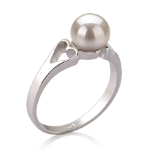 Anillo de perlas Perla de Agua Dulce de calidad AA de 6 a 7mm en color Blanco