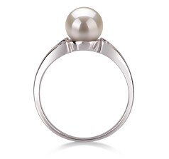 Anillo de perlas Perla de Agua Dulce de calidad AA de 6 a 7mm en color Blanco