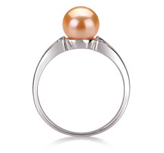 Anillo de perlas Perla de Agua Dulce de calidad AA de 6 a 7mm en color Rosa
