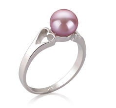 Anillo de perlas Perla de Agua Dulce de calidad AA de 6 a 7mm en color Lavanda