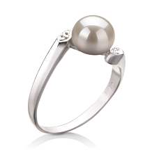 Anillo de perlas Perla de Agua Dulce de calidad AAA de 6 a 7mm en color Blanco