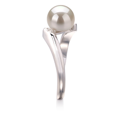 Anillo de perlas Perla de Agua Dulce de calidad AAA de 6 a 7mm en color Blanco