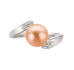 Anillo de perlas Perla de Agua Dulce de calidad AAA de 6 a 7mm en color Rosa