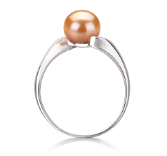 Anillo de perlas Perla de Agua Dulce de calidad AAA de 6 a 7mm en color Rosa