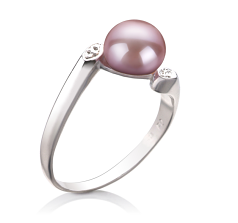 Anillo de perlas Perla de Agua Dulce de calidad AAA de 6 a 7mm en color Lavanda