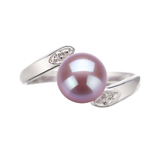 Anillo de perlas Perla de Agua Dulce de calidad AAA de 6 a 7mm en color Lavanda