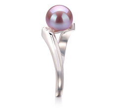 Anillo de perlas Perla de Agua Dulce de calidad AAA de 6 a 7mm en color Lavanda