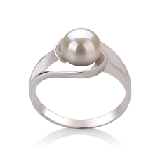 Anillo de perlas Perla de Agua Dulce de calidad AAA de 6 a 7mm en color Blanco
