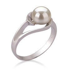 Anillo de perlas Perla de Agua Dulce de calidad AAA de 6 a 7mm en color Blanco