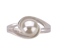 Anillo de perlas Perla de Agua Dulce de calidad AAA de 6 a 7mm en color Blanco
