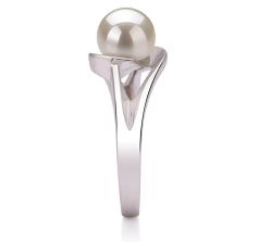 Anillo de perlas Perla de Agua Dulce de calidad AAA de 6 a 7mm en color Blanco
