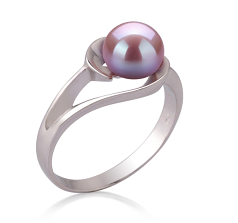 Anillo de perlas Perla de Agua Dulce de calidad AAA de 6 a 7mm en color Lavanda
