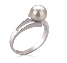 Anillo de perlas Perla de Agua Dulce de calidad AAA de 7 a 8mm en color Blanco