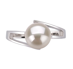 Anillo de perlas Perla de Agua Dulce de calidad AAA de 7 a 8mm en color Blanco