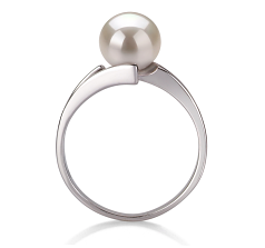 Anillo de perlas Perla de Agua Dulce de calidad AAA de 7 a 8mm en color Blanco
