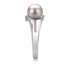 Anillo de perlas Perla de Agua Dulce de calidad AAA de 7 a 8mm en color Blanco