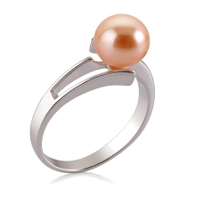 Anillo de perlas Perla de Agua Dulce de calidad AAA de 7 a 8mm en color Rosa