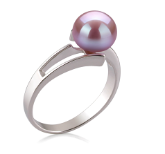 Anillo de perlas Perla de Agua Dulce de calidad AAA de 7 a 8mm en color Lavanda