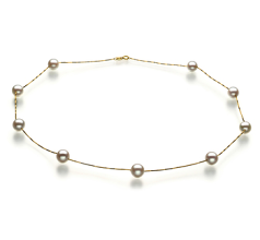 Collar de perlas Perla Akoya Japonesa de calidad AAA de 7 a 8mm en color Blanco