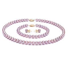 Conjunto de perlas Perla de Agua Dulce de calidad AA de 6 a 6.5mm en color Lavanda